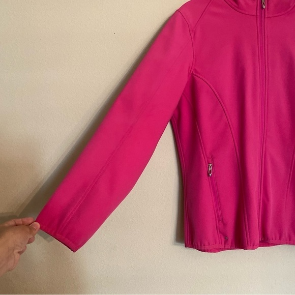 Spyder Softshell Hooded Jacket Full Zip Pink Size Large Cold Gear Waterproof - Picture 8 of 16